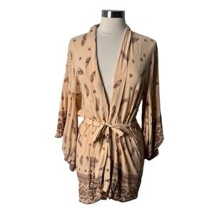 Spell and the Gypsy Collective Skull Tribe Print Open Front Kimono One Size